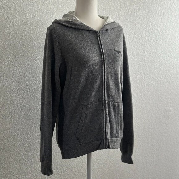 Victoria's Secret Sweaters - PINK Victoria’s Secret Zip-Up Hoodie – Gray – Size Small
